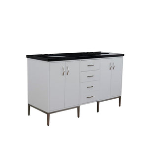 Bellaterra Home Vanity BellaTerra Home 61" Double sink vanity in White finish with Black galaxy granite and oval sink 408001-61D-WH-BGO