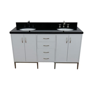 Bellaterra Home Vanity BellaTerra Home 61" Double sink vanity in White finish with Black galaxy granite and oval sink 408001-61D-WH-BGO