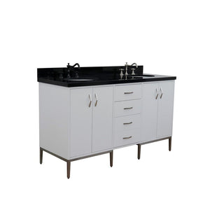 Bellaterra Home Vanity BellaTerra Home 61" Double sink vanity in White finish with Black galaxy granite and oval sink 408001-61D-WH-BGO