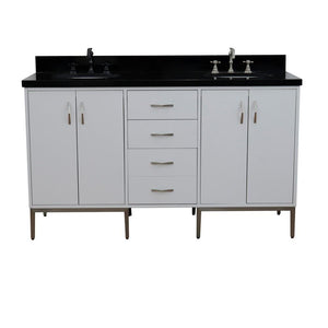 Bellaterra Home Vanity BellaTerra Home 61" Double sink vanity in White finish with Black galaxy granite and oval sink 408001-61D-WH-BGO
