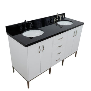 Bellaterra Home Vanity BellaTerra Home 61" Double sink vanity in White finish with Black galaxy granite and oval sink 408001-61D-WH-BGO