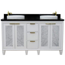 Load image into Gallery viewer, Bellaterra Home Vanity BellaTerra Home 61&quot; Double sink vanity in White finish with Black galaxy granite and round sink 400990-61D-WH-BGRD