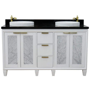 Bellaterra Home Vanity BellaTerra Home 61" Double sink vanity in White finish with Black galaxy granite and round sink 400990-61D-WH-BGRD