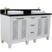 Load image into Gallery viewer, Bellaterra Home Vanity BellaTerra Home 61&quot; Double sink vanity in White finish with Black galaxy granite and round sink 400990-61D-WH-BGRD