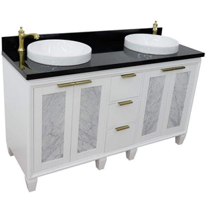 Bellaterra Home Vanity BellaTerra Home 61" Double sink vanity in White finish with Black galaxy granite and round sink 400990-61D-WH-BGRD