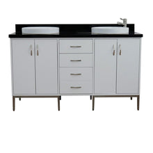 Load image into Gallery viewer, Bellaterra Home Vanity BellaTerra Home 61&quot; Double sink vanity in White finish with Black galaxy granite and round sink 408001-61D-WH-BGRD