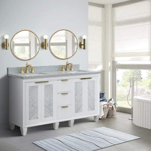 Bellaterra Home Vanity BellaTerra Home 61" Double sink vanity in White finish with Gray granite and rectangle sink 400990-61D-WH-GYR