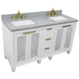 Bellaterra Home Vanity BellaTerra Home 61" Double sink vanity in White finish with Gray granite and rectangle sink 400990-61D-WH-GYR