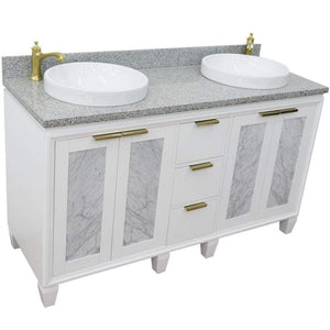 Bellaterra Home Vanity BellaTerra Home 61" Double sink vanity in White finish with Gray granite and round sink 400990-61D-WH-GYRD