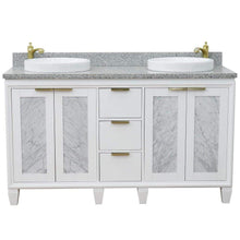 Load image into Gallery viewer, Bellaterra Home Vanity BellaTerra Home 61&quot; Double sink vanity in White finish with Gray granite and round sink 400990-61D-WH-GYRD