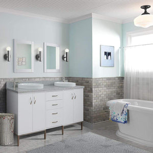 Bellaterra Home Vanity BellaTerra Home 61" Double sink vanity in White finish with Gray granite and round sink 408001-61D-WH-GYRD