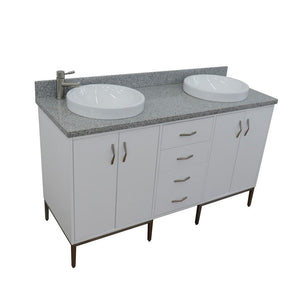 Bellaterra Home Vanity BellaTerra Home 61" Double sink vanity in White finish with Gray granite and round sink 408001-61D-WH-GYRD