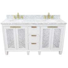 Load image into Gallery viewer, Bellaterra Home Vanity BellaTerra Home 61&quot; Double sink vanity in White finish with White carrara marble and oval sink 400990-61D-WH-WMO