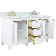 Load image into Gallery viewer, Bellaterra Home Vanity BellaTerra Home 61&quot; Double sink vanity in White finish with White carrara marble and oval sink 400990-61D-WH-WMO