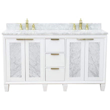 Load image into Gallery viewer, Bellaterra Home Vanity BellaTerra Home 61&quot; Double sink vanity in White finish with White carrara marble and oval sink 400990-61D-WH-WMO