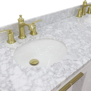 Bellaterra Home Vanity BellaTerra Home 61" Double sink vanity in White finish with White carrara marble and oval sink 400990-61D-WH-WMO