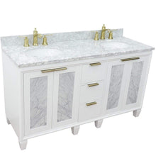 Load image into Gallery viewer, Bellaterra Home Vanity BellaTerra Home 61&quot; Double sink vanity in White finish with White carrara marble and oval sink 400990-61D-WH-WMO