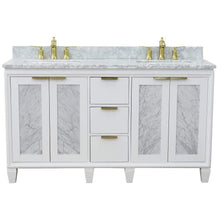 Load image into Gallery viewer, Bellaterra Home Vanity BellaTerra Home 61&quot; Double sink vanity in White finish with White carrara marble and rectangle sink 400990-61D-WH-WMR