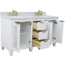 Load image into Gallery viewer, Bellaterra Home Vanity BellaTerra Home 61&quot; Double sink vanity in White finish with White carrara marble and rectangle sink 400990-61D-WH-WMR