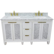 Load image into Gallery viewer, Bellaterra Home Vanity BellaTerra Home 61&quot; Double sink vanity in White finish with White carrara marble and rectangle sink 400990-61D-WH-WMR