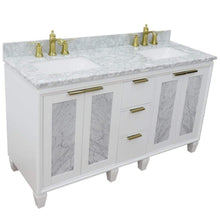 Load image into Gallery viewer, Bellaterra Home Vanity BellaTerra Home 61&quot; Double sink vanity in White finish with White carrara marble and rectangle sink 400990-61D-WH-WMR