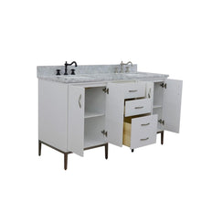 Load image into Gallery viewer, Bellaterra Home Vanity BellaTerra Home 61&quot; Double sink vanity in White finish with White carrara marble and rectangle sink 408001-61D-WH-WMR