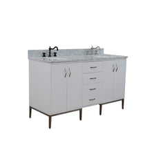 Load image into Gallery viewer, Bellaterra Home Vanity BellaTerra Home 61&quot; Double sink vanity in White finish with White carrara marble and rectangle sink 408001-61D-WH-WMR