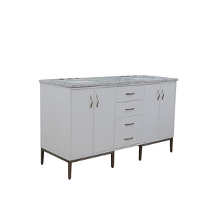 Bellaterra Home Vanity BellaTerra Home 61" Double sink vanity in White finish with White carrara marble and rectangle sink 408001-61D-WH-WMR