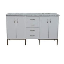 Load image into Gallery viewer, Bellaterra Home Vanity BellaTerra Home 61&quot; Double sink vanity in White finish with White carrara marble and rectangle sink 408001-61D-WH-WMR