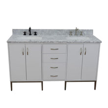 Load image into Gallery viewer, Bellaterra Home Vanity BellaTerra Home 61&quot; Double sink vanity in White finish with White carrara marble and rectangle sink 408001-61D-WH-WMR