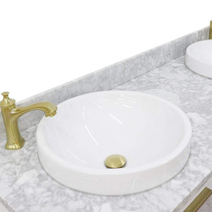 Bellaterra Home Vanity BellaTerra Home 61" Double sink vanity in White finish with White carrara marble and round sink 400990-61D-WH-WMRD