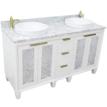 Load image into Gallery viewer, Bellaterra Home Vanity BellaTerra Home 61&quot; Double sink vanity in White finish with White carrara marble and round sink 400990-61D-WH-WMRD