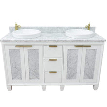 Load image into Gallery viewer, Bellaterra Home Vanity BellaTerra Home 61&quot; Double sink vanity in White finish with White carrara marble and round sink 400990-61D-WH-WMRD
