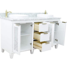 Load image into Gallery viewer, Bellaterra Home Vanity BellaTerra Home 61&quot; Double sink vanity in White finish with White carrara marble and round sink 400990-61D-WH-WMRD