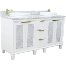 Load image into Gallery viewer, Bellaterra Home Vanity BellaTerra Home 61&quot; Double sink vanity in White finish with White carrara marble and round sink 400990-61D-WH-WMRD