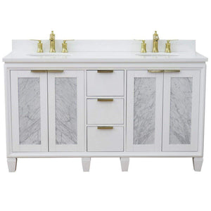 Bellaterra Home Vanity BellaTerra Home 61" Double sink vanity in White finish with White quartz and oval sink 400990-61D-WH-WEO