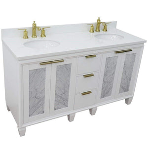 Bellaterra Home Vanity BellaTerra Home 61" Double sink vanity in White finish with White quartz and oval sink 400990-61D-WH-WEO