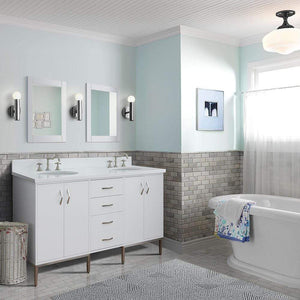 Bellaterra Home Vanity BellaTerra Home 61" Double sink vanity in White finish with White quartz and oval sink 408001-61D-WH-WEO