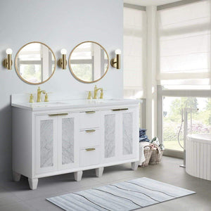 Bellaterra Home Vanity BellaTerra Home 61" Double sink vanity in White finish with White quartz and rectangle sink 400990-61D-WH-WER
