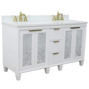 Bellaterra Home Vanity BellaTerra Home 61" Double sink vanity in White finish with White quartz and rectangle sink 400990-61D-WH-WER