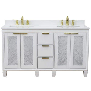 Bellaterra Home Vanity BellaTerra Home 61" Double sink vanity in White finish with White quartz and rectangle sink 400990-61D-WH-WER
