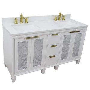 Bellaterra Home Vanity BellaTerra Home 61" Double sink vanity in White finish with White quartz and rectangle sink 400990-61D-WH-WER