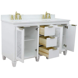 Bellaterra Home Vanity BellaTerra Home 61" Double sink vanity in White finish with White quartz and rectangle sink 400990-61D-WH-WER