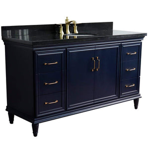 Bellaterra Home Vanity BellaTerra Home 61" Single sink vanity in Blue finish and Black galaxy granite and oval sink 400800-61S-BU-BGO