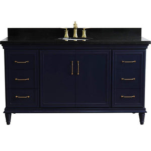 Bellaterra Home Vanity BellaTerra Home 61" Single sink vanity in Blue finish and Black galaxy granite and oval sink 400800-61S-BU-BGO
