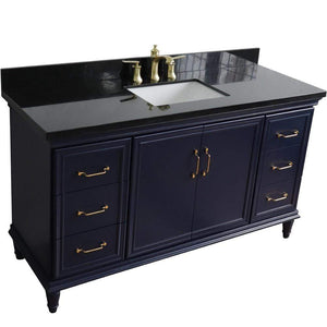 Bellaterra Home Vanity BellaTerra Home 61" Single sink vanity in Blue finish and Black galaxy granite and rectangle sink 400800-61S-BU-BGR