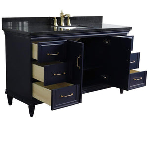 Bellaterra Home Vanity BellaTerra Home 61" Single sink vanity in Blue finish and Black galaxy granite and rectangle sink 400800-61S-BU-BGR