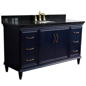 Bellaterra Home Vanity BellaTerra Home 61" Single sink vanity in Blue finish and Black galaxy granite and rectangle sink 400800-61S-BU-BGR
