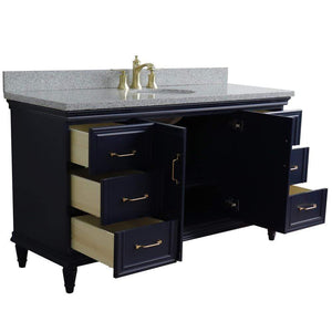 Bellaterra Home Vanity BellaTerra Home 61" Single sink vanity in Blue finish and Gray granite and oval sink 400800-61S-BU-GYO