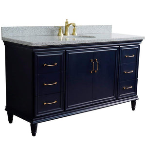 Bellaterra Home Vanity BellaTerra Home 61" Single sink vanity in Blue finish and Gray granite and oval sink 400800-61S-BU-GYO